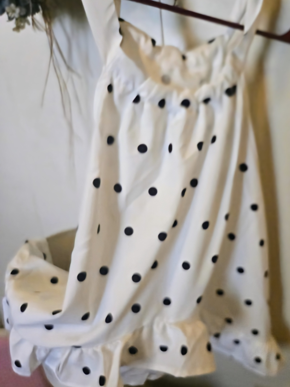 White Polka Dot Top with Black Dots